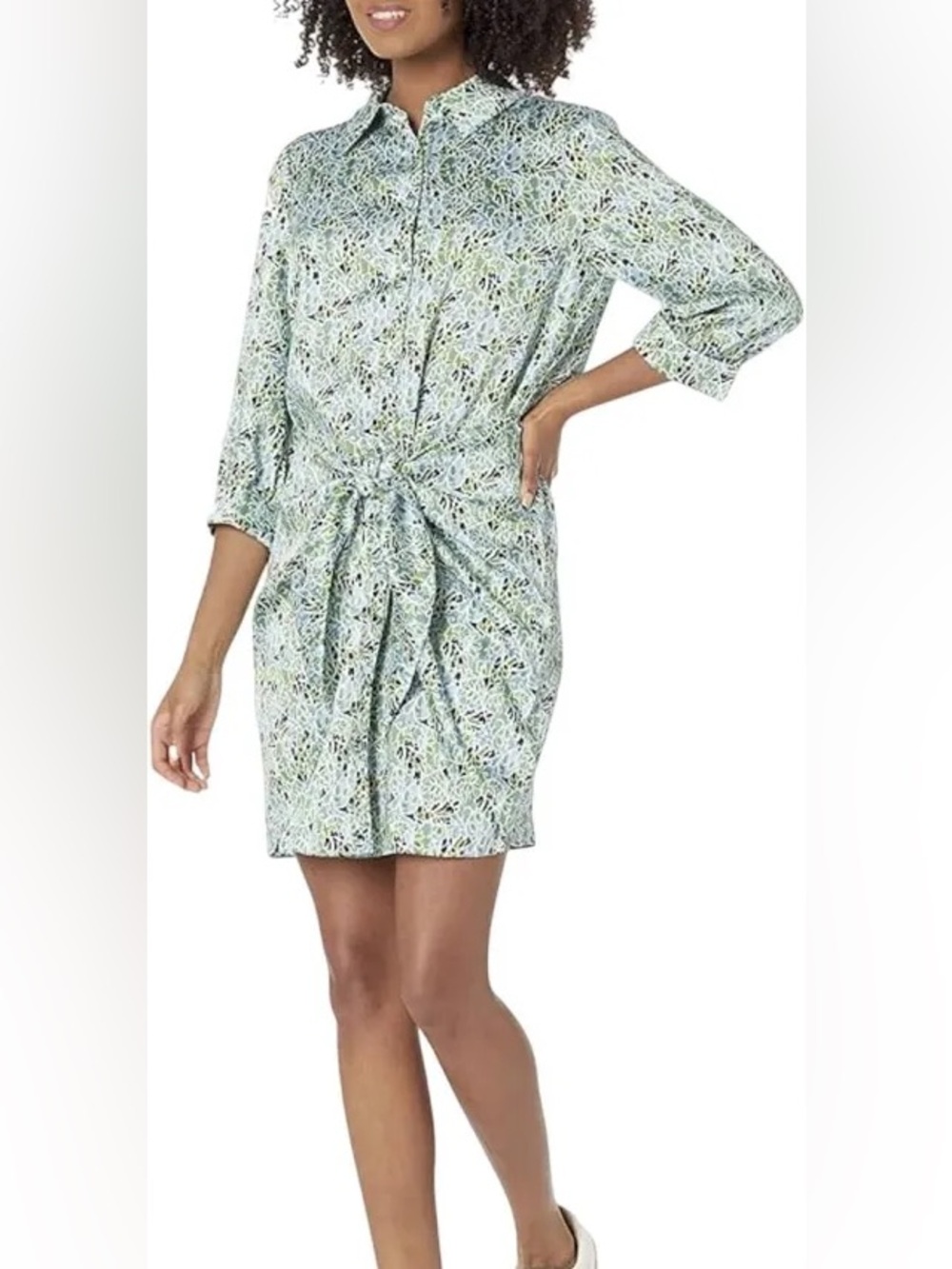 Cinq a Sept Women's Anaisvine Three Quarter Sleeve Gaby Dress Green Blue Size 4